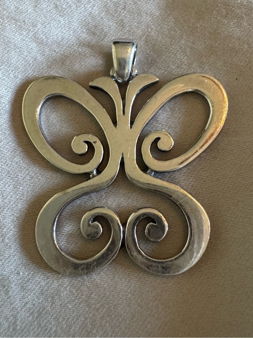 James Avery Large Silver Openwork Butterfly Pendant
